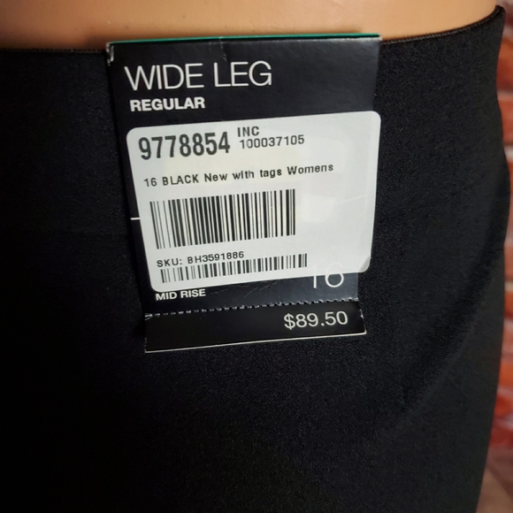 INC Black Ruffled Wide Leg Pants Size 10, 12, 14 - Picture 5 of 5